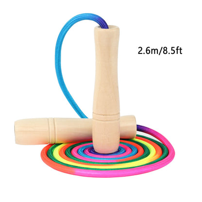 Jump Rope for Kids, Adjustable Toddler Jump Rope with Wooden Handle and Cotton Rope, Cute Skipping Rope for Boys and Girls Fitness Workout Exercise 8.5 Ft(Pink)