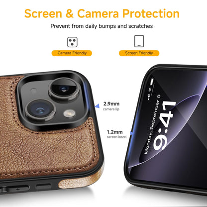 Razstorm Unique Design Luxury Leather Business Phone Case for iPhone 13 Anti-Slip Scratch Resistant Ultra Slim Protective Case (2021,6.1”) (Brown)