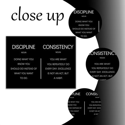 Consistency Discipline Inspirational Office Poster Wall Decor Motivational Wall Art Quote Picture Inspiring Canvas Painting Prints for Modern Bedroom Workplace Gym Ready to Hang [24''W x 18''H]