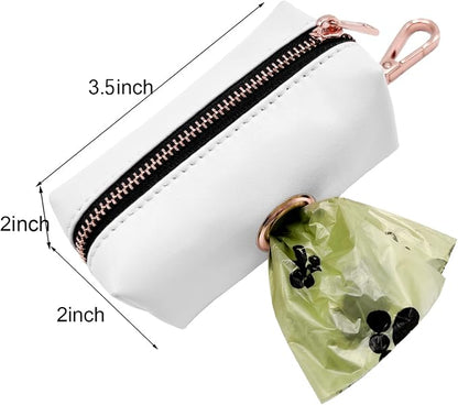 Soft Leather Dog Collar and Leash (6.6') Set - Stylish Rose Gold Heavy Duty Metal Buckle, 4 Adjustable Lengths Leash for Small Medium Large Dogs - Comfortable & Easy to Clean White Poop Bag Holder