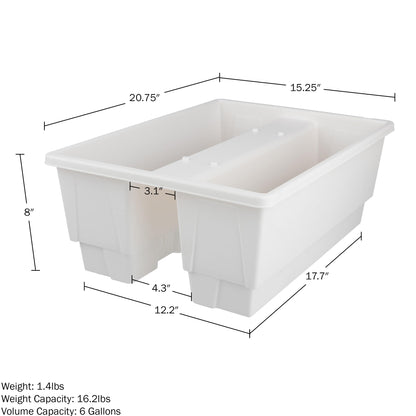 Railing Planter Box 2-Pack - 20.75-Inch Flower Boxes with Removable Drainage Inserts - 6-Gallon Outdoor Planters for Porch, Deck, or Balcony Decor, Fits Rail 3” - 4” by Pure Garden (White)