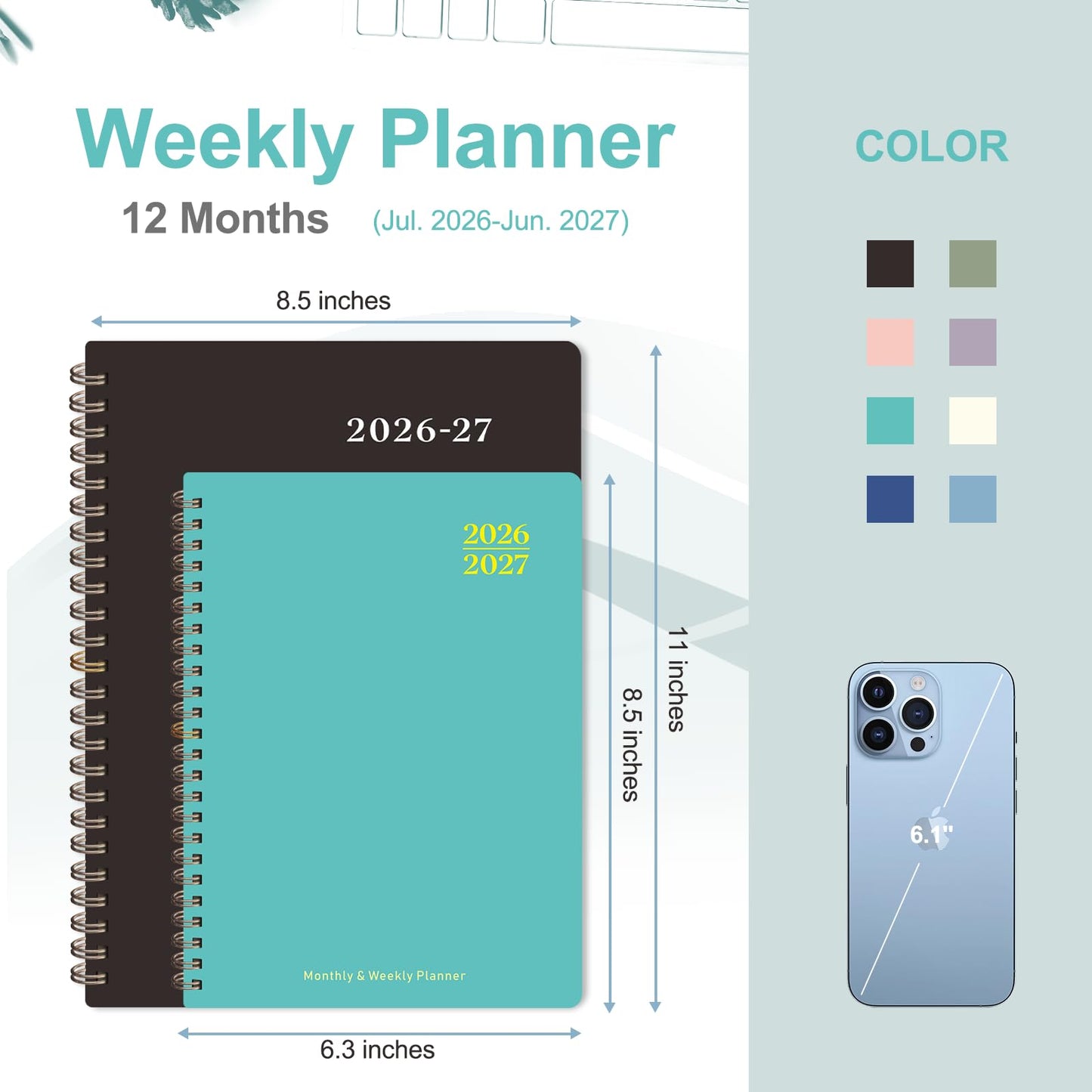 Planner 2026-2027, Weekly and Monthly Academic Planner, July 2026 - June 2027, Hardcover Calendar Agenda Book for School Year Planning, School Supplies for Teacher and Student, A5(6.3'' x 8.5'')