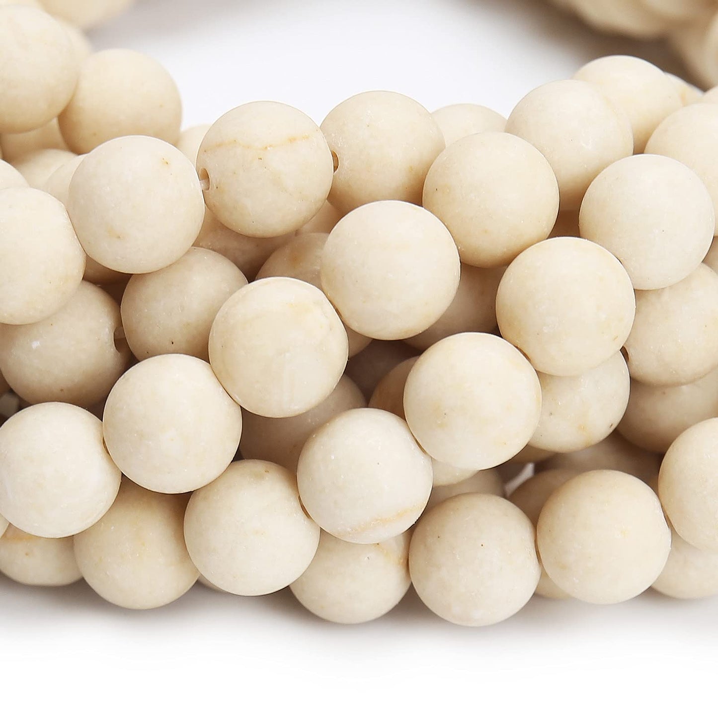 Natural Matte Fossil Jasper Beads, 8MM Round Frosted Unpolished Loose Gemstone Beads for Bracelet Necklace Jewelry Making, Energy Stone Healing Power with Stretch Beading Cord