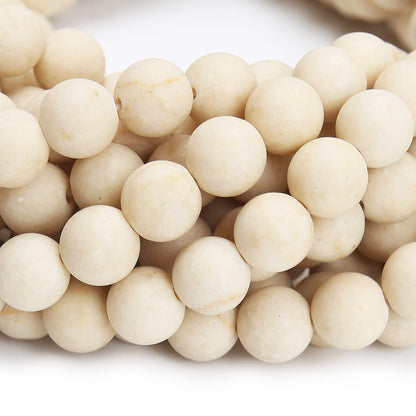 Natural Matte Fossil Jasper Beads, 8MM Round Frosted Unpolished Loose Gemstone Beads for Bracelet Necklace Jewelry Making, Energy Stone Healing Power with Stretch Beading Cord