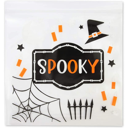 Spooky Central Resealable Treat & Snack Bags - 7.25 x 6.7 In Clear Plastic - 120 Pack - Zip Top & Reusable Bulk Party Favor & Candy Packaging Pouches