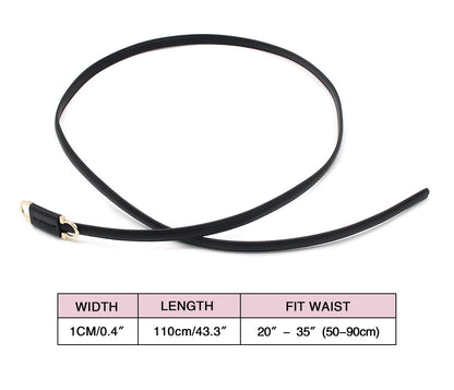 BAOKELAN Skinny Leather Belts for Women Knotted Thin Waist Belt for Dress Black