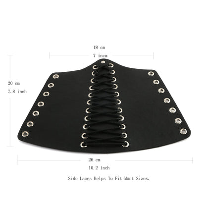 HZMAN 2 Pack Unisex Faux Back Leather Gauntlet Wristband Wide Bracer Arm Armor Cuff (Black 2Pcs)