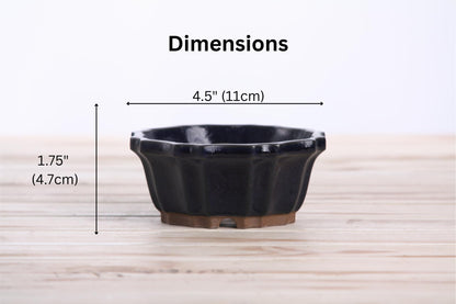 Willow Bonsai Ceramics Flower Design Bonsai Pot 4.5 Inch – Elegant Ceramic Bonsai & Succulent Planter, High‑Fired Frost‑Proof Stoneware with Drainage & Wiring Holes, Handmade in USA (Ruri)