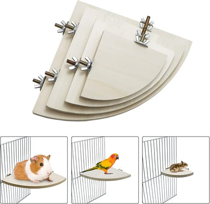 Litewoo Bird Parrot Corner Perch Flat Platform Stand, Easy to Install, Safe and Stable, Smooth Polishing Without Hurting Feet, Solid Hardwood Bird Cage Perches（L）