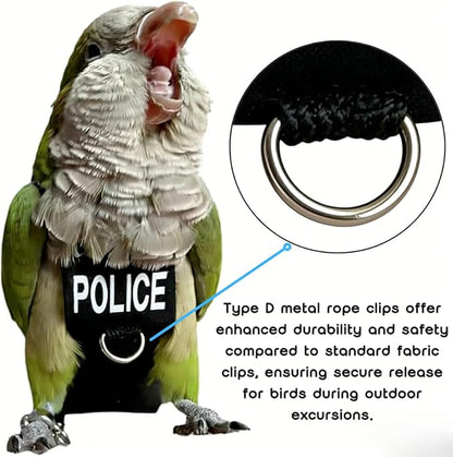 Bird Diaper Flight Suit, Cute Cosplay Parrot Clothes, Easy-to-Wear Washable Nappy, Durable Metal Ring Harness for Cockatiel, Conure, African Grey, Parakeet Outdoor Flying (Without Leash,M)