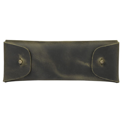Londo Genuine Leather Retro Pen and Pencil Case - Metal Snap Fastener, Pencil Pouch Stationery Bag