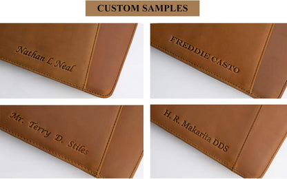 Personalized Leather Portfolio Padfolio for Men, Engraved Gifts for Father's Day for Husband from Wife, Customized Leather Gifts Present for Son/Dad, for Birthday, Brown