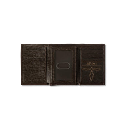 ARIAT Men's Brindled Calf Hair Leather Trifold Wallet