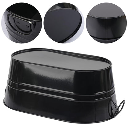 Yiksonyo 3 PCS 15.3 x 9 x 6 inches Black Metal Galvanized Tub with Handles, 3 Gallon Beverage Tubs for Parties, Large Ice Buckets for Beer, Wine, Cocktails & Outdoor Events