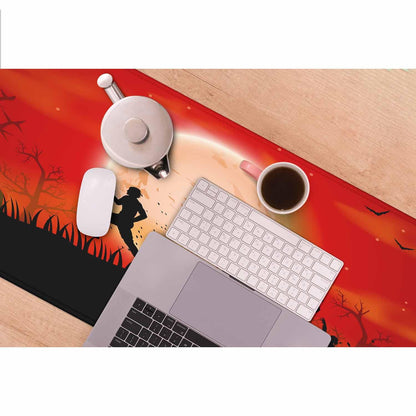 Y YIHANGBEST Zombie Apocalypse Mouse Pad Keyboard Mat Red Sky Full Moon Leafless Trees and Crosses Black Bats Large Gaming Mousepad for Desk,Computer,Office 35.4"X15.7"