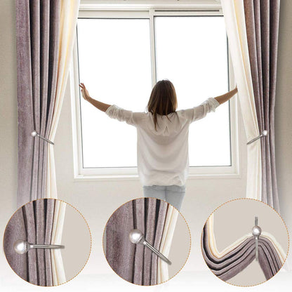 COCIVIVRE 2 Pack Curtain Holdbacks Wall Mounted Curtain Tiebacks Hooks Plastic Pearl U Shape Curtain Tiebacks with Screws Curtain Ties for Home Office-Gold