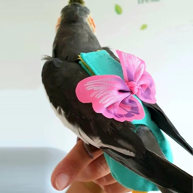Bird Diaper Harness Flight Suit Clothes, Parrot Flight Suit with Leash for Parrot, Bird Flying Clothes for Outdoor Activities Training (Without Leash,L)