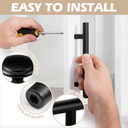 Yookeer 30 Pack Cabinet Pulls and Cabinet Knobs Stainless Steel 5 Inch Kitchen Drawer Pulls 30mm Drawer Knobs with Installation Screws for Dressers Kitchens Cupboard(Black)