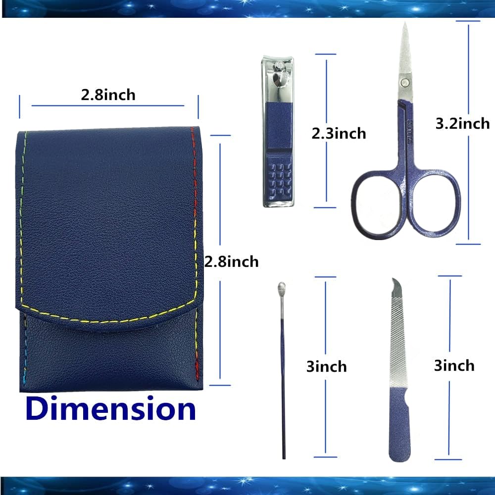 Manicure Set, Professional Women Nail Clippers Kit 4PCS， Stainless Steel Nail Cutter Care Tools Professional Grooming Kits, PU Leather Travel Case （rose gold）