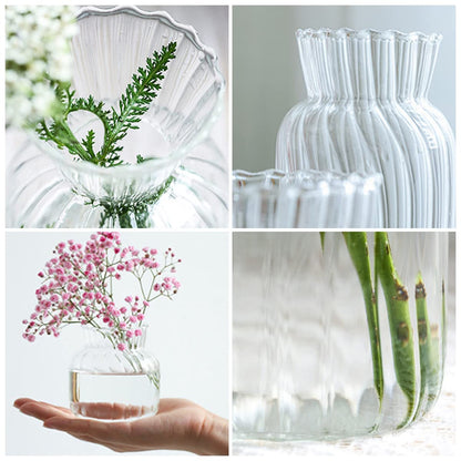 ECYC Ltd Clear Glass Vases Nordic Modern Minimalist Flowers Vases Cute Small Vases Bud Vase Hydroponic Flower Vase Terrarium Vase Plant Glass Pots for Home Office Weddings Party Decor, 2.2 x 4.9 in
