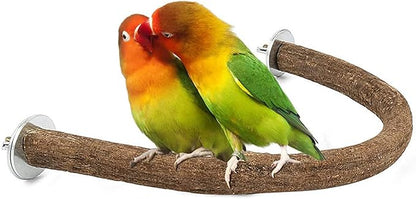 Bird Natural Wood Stand Perch Swing U Shape Natural Parrot Perch Bird Stand Pole for Parakeet, Conure, Cockatiel, Budgie, Lovebirds