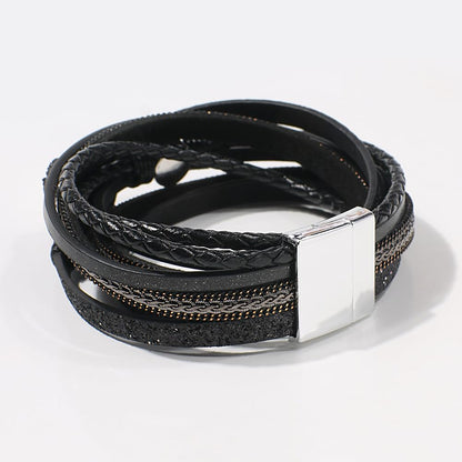 Artilady Leather Wrap Bracelet for Women - Handmade Clasp Bangle Bracelet with Pearl Beads Crystal Wristbands Jewelry Gift for Ladies and Mother