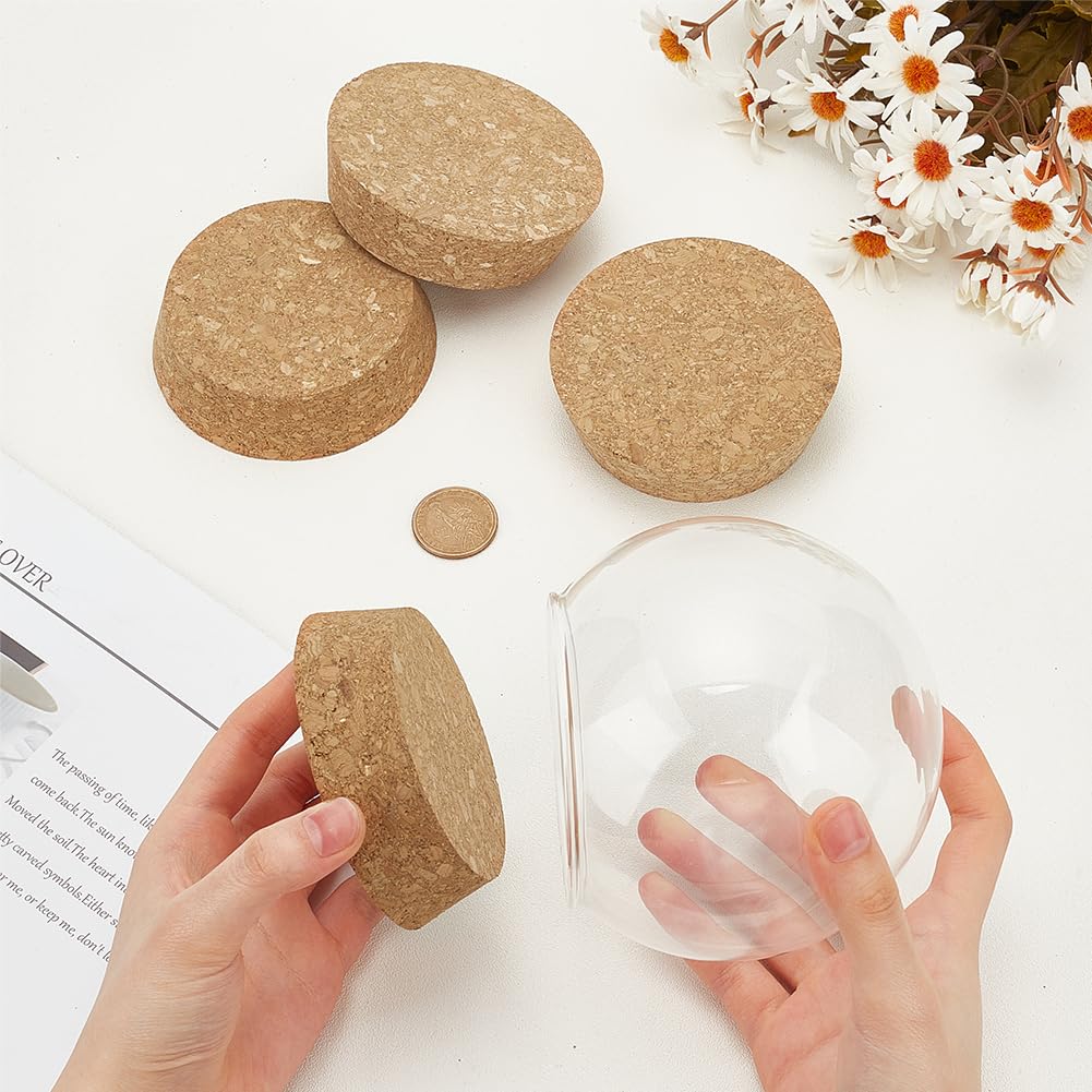 BENECREAT Cork Bottle Stoppers (4 Pack), Tapered Wine Corks for Decorative Bottles, Jars & Crafts, 3.5x3 inch