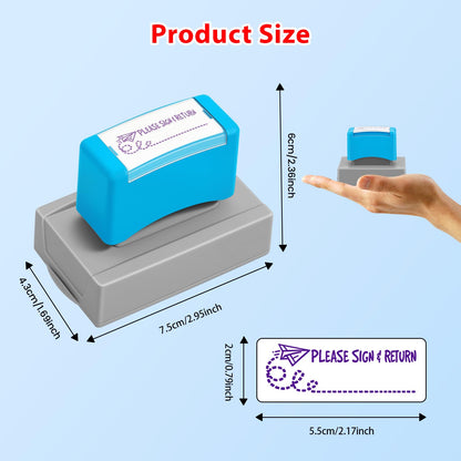 Please Sign and Return Stamp - Self Inking Teacher Stamp for Classroom, Homeschool Grading Tool, Purple Ink - Professional Parent Communication, Teacher Supplies for Elementary Middle School