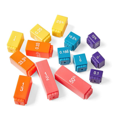 hand2mind Plastic Rainbow Fraction Tower Equivalency Cubes Montessori Math Materials for Kids to Learn Fraction Equivalence Math Manipulatives 4th Grade, Homeschool Supplies (Set of 15)