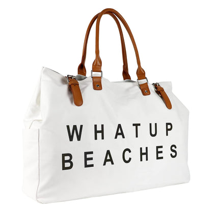 Lamyba Beach Bag with Vegan Leather Handle, Extra Large Beach Bag for Women Waterproof Sandproof