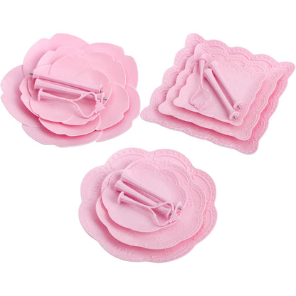 Tosnail 3 Pack 3 Tiers Plastic Cupcake Stand Dessert Stand Tiered Serving Trays with Pink Rod Candy Pastry Holders for Baby Shower, Wedding and Party - Pink Rod