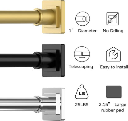 UIOSANRT Stainless Silver Shower Curtain Rod 31-92 Inches Non-Slip Shower Rod Tension Mounted No Drill Shower Curtain Rods Spring Tension Rod Adjustable for Windows Bathroom