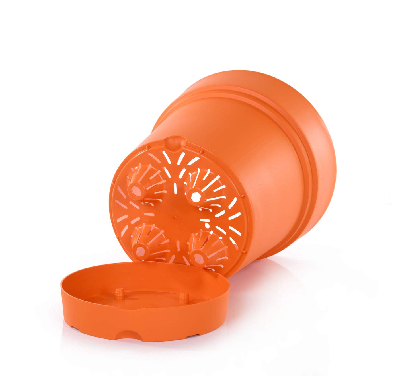 Mintra Plastic Round Planter Pots, Pack of 1 for Indoor & Outdoor Use, Garden Pots with Drainage Holes & Saucer Tray, Ideal for Home & Garden Decoration, 8.5" Diameter, 8.5" W x 8.75" H – Orange