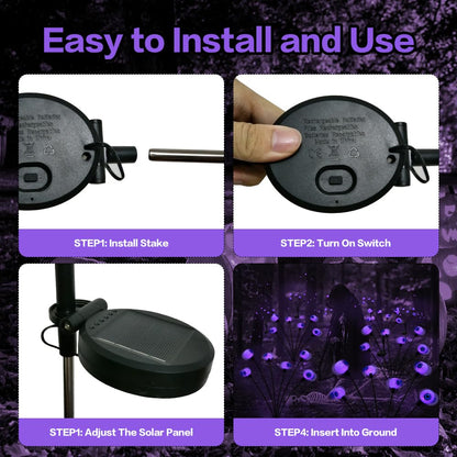 2PACK Scary Eyeballs Solar Garden Light Halloween Decorations Outdoor,Swaying Firefly with 12LED Purple Spooky Eyes Lights-Waterproof Ornaments Solar Halloween Lights for Lawn, Patio, Party Decor