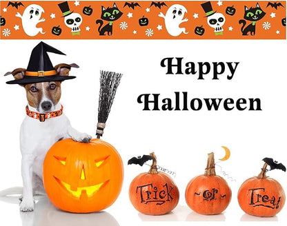 Mihqy Halloween Dog Collar - Pumpkin Bat Ghost Pattern - Adjustable for Small Medium Large Dogs(Halloween,S)