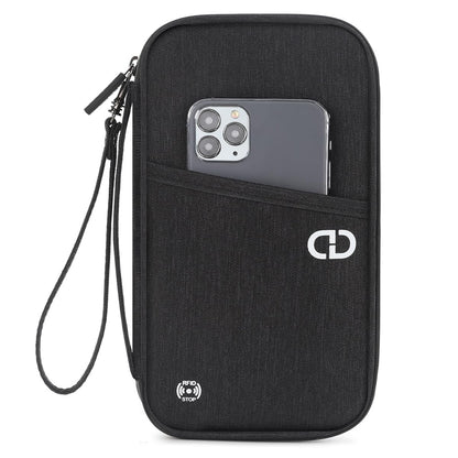 Travel Passport Holder - Family Passport Wallet Holder, Lightweight Portable Travel Document Organizer Passport Card Cover with Zipper Pocket (Black)