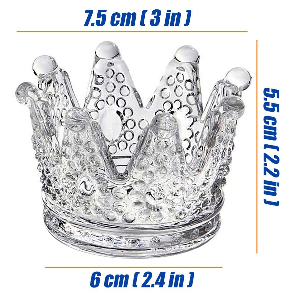 GOLDEAL 12 Pcs Crown Tealight Candle Holders,Votive Candle Holders，Clear Glass,IdealHolder for Wedding Centerpieces,Party,Dinner, Christmas Decorations