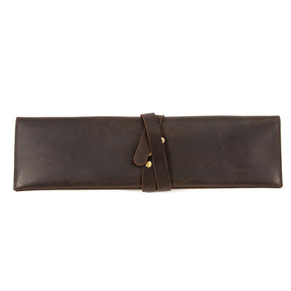 Leather Double Knife Roll for Chefs,Vertical Knife Storage Case,Portable Travel Carry-On Roll Bag,Rectangular Protector Sheath Pouch Organizer for Chef Kitchen Cutlery Knives Accessories,Cooking Tool