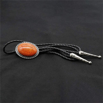 Himongoo Bolo Tie for Men & Women – Orange Coral Stone Western Necklace, Adjustable Cowboy Wedding Jewelry