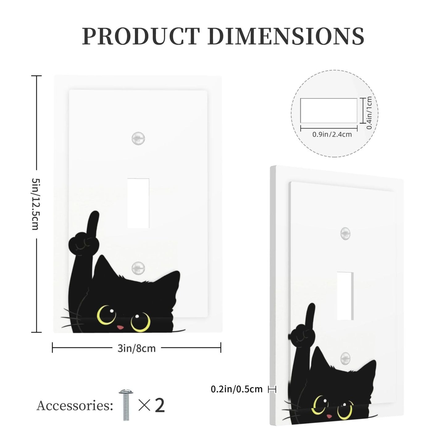 JOOJIAO Decorative Light Switch Covers Funny Cute Black Cat Single Toggle Light Switch Cover Plate 1 Gang Outlet Covers Wall Plate Electrical Device Switchplate Dimmer Faceplate for Bathroom Decor