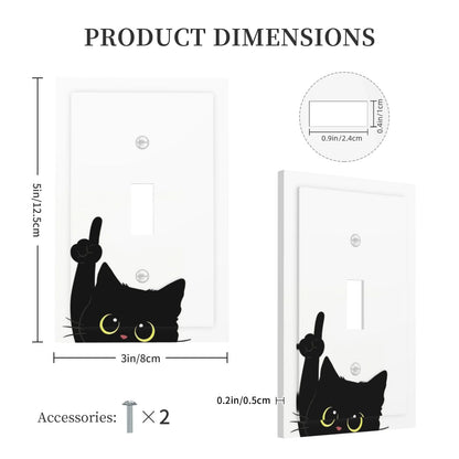 JOOJIAO Decorative Light Switch Covers Funny Cute Black Cat Single Toggle Light Switch Cover Plate 1 Gang Outlet Covers Wall Plate Electrical Device Switchplate Dimmer Faceplate for Bathroom Decor