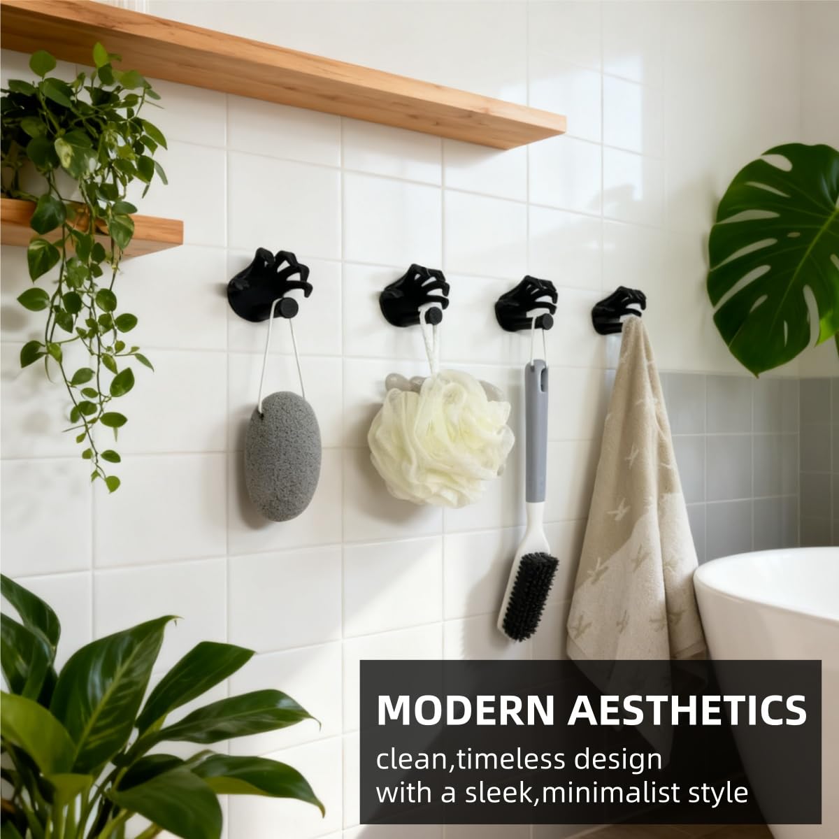 EARLESS BEAR Spooky Hand-Shaped Hooks Fun Hooks for Bathrooms, Kitchens, and Bedrooms, Hand-Shaped Towel Hook 4PCS