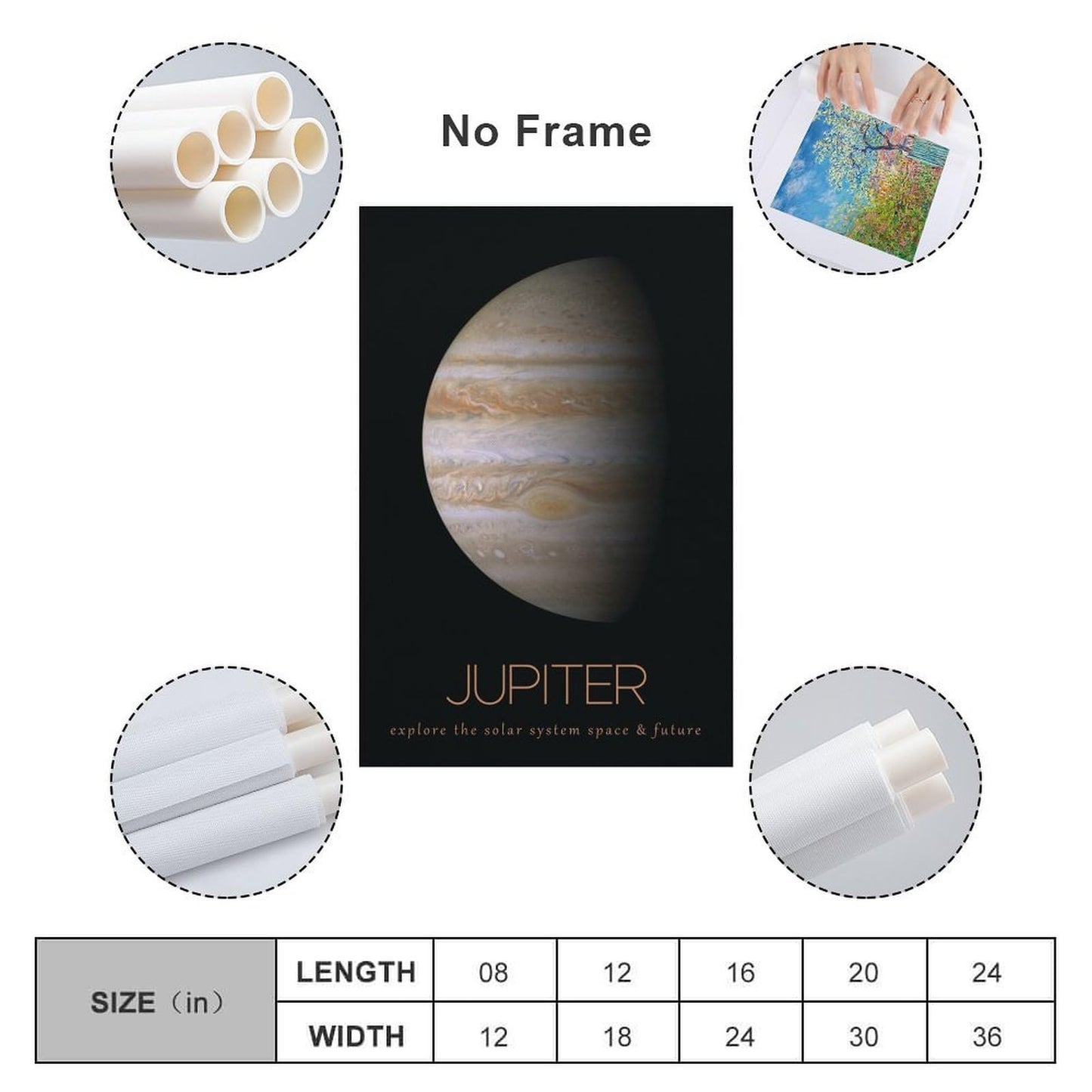 LGDSBHH Minimalist Jupiter Solar System Canvas Wall Art - Educational Space Planet Poster - Science Classroom & Kids Bedroom Decor - 12x18 Inch (Unframed)