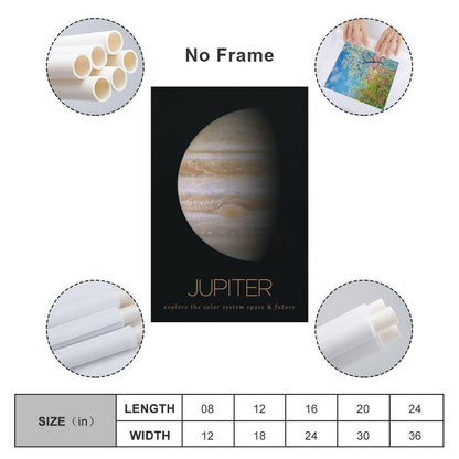 LGDSBHH Minimalist Jupiter Solar System Canvas Wall Art - Educational Space Planet Poster - Science Classroom & Kids Bedroom Decor - 12x18 Inch (Unframed)