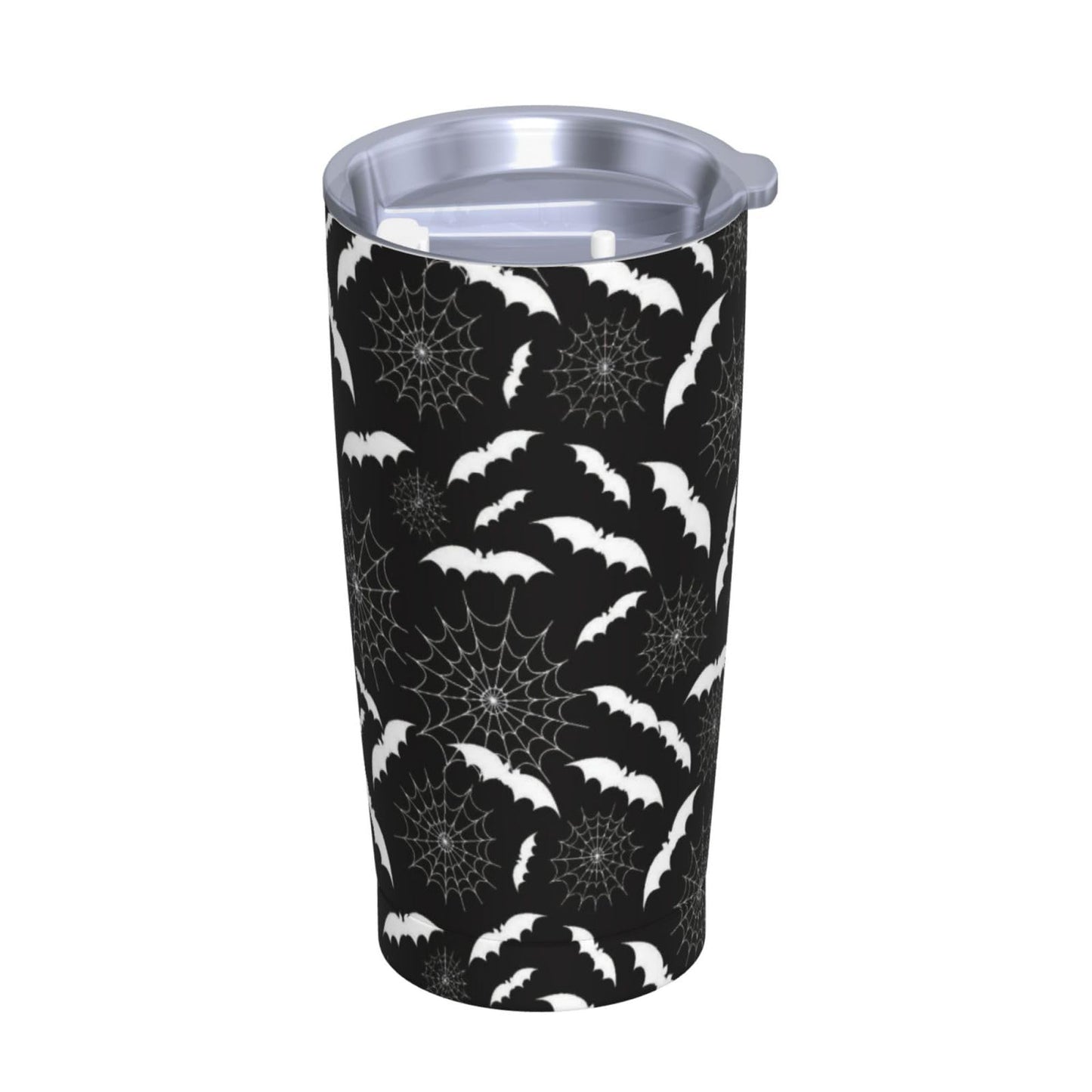 YIKISSKID Halloween Bats 20oz Tumbler with Lid and Straw for Women Men, Halloween Spider Web Insulated Mug White Bat Spider Web Stainless Steel Tumbler Double Wall Vacuum Travel Mug Coffee Cup