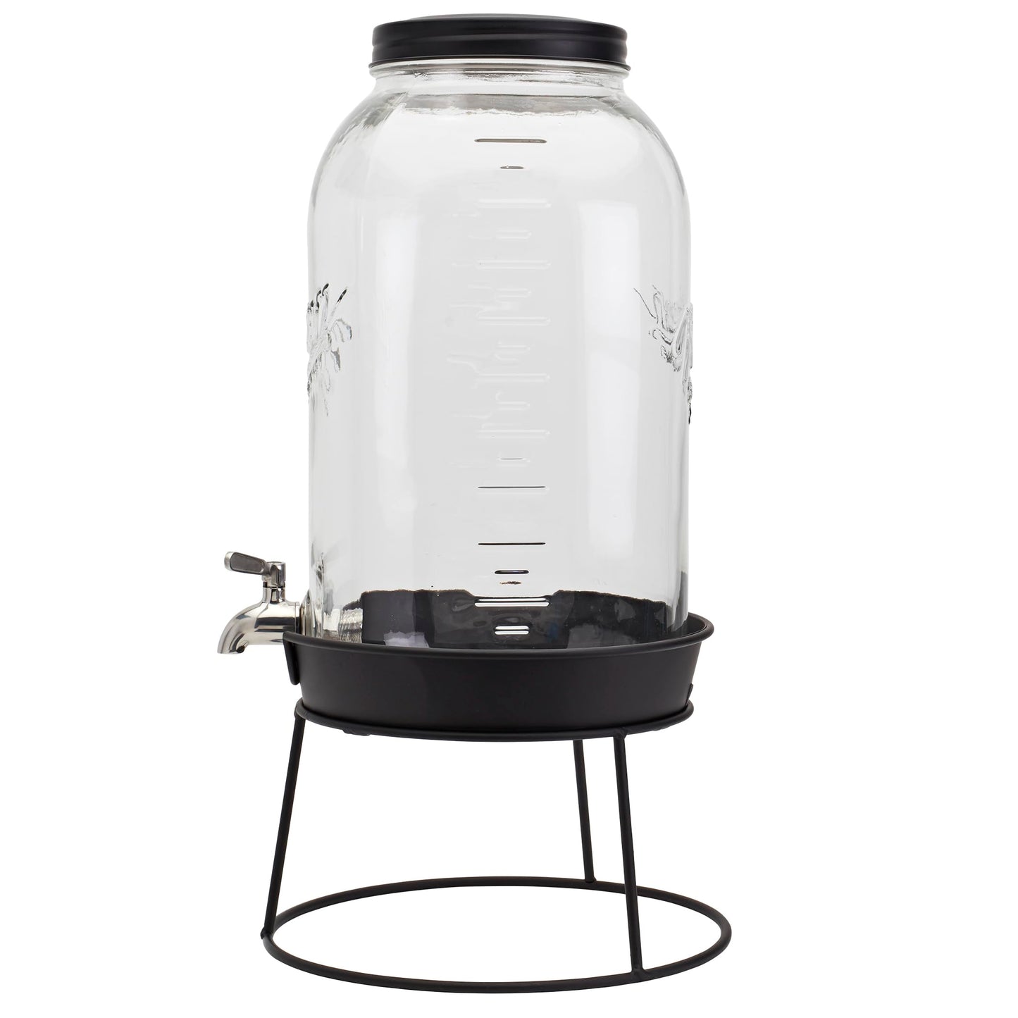 Mason Craft & More 3 Gallon Glass Beverage Drink Dispenser with Leakproof Spigot and Metal Stand