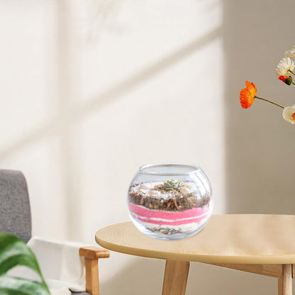 GANAZONO Glass Fish Bowl Vase 15cm Round Glass Hydroponic Flower Pot Terrarium Air Plant Holder for Home Office Succulent Planter