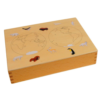 ancona Antarctic Animals, Spanish/English Bilingual, Montessori Preschool Memory Matching Game Box Set with Animal Figurines & 3-Part Cards, Early Education Toy