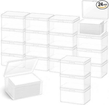Vicenpal Playing Card Boxes Snaps Closed Clear Plastic Cases Poker Gaming Playing Cards Trading Card Storage Boxes Compatible with MTG TCG 100 Game Cases 4.3 x 2.95 x 2.2 Inches(24 Pcs)