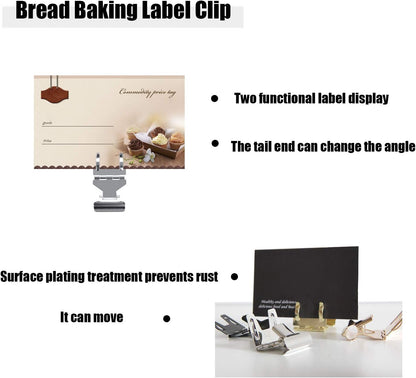Metal Pop Clip Sign Stand, Bread Store Price Tag & Card Holder, Advertising Display Clip (Black, 10Pack)